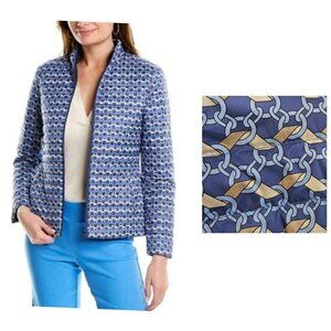 NWT J. Mclaughlin Tahoe Jacket Goose Down Reversible Navy Blue Tan Grand Prix L